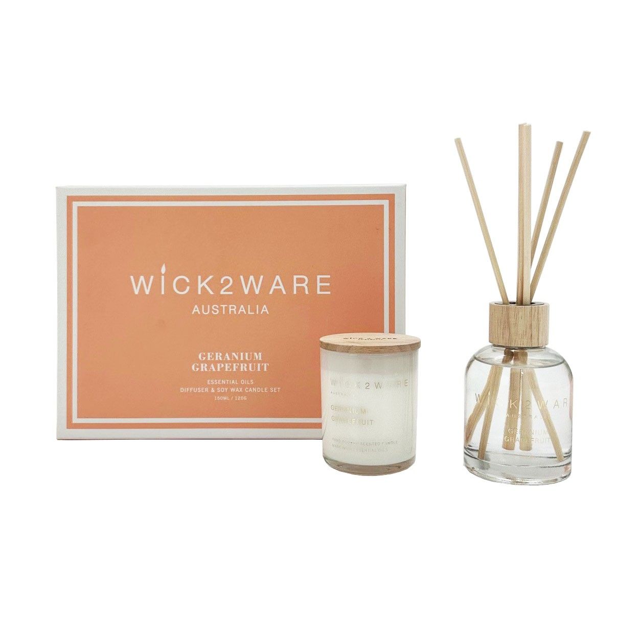 Diffuser 150ml Candle 120g Geranium Grapefruit