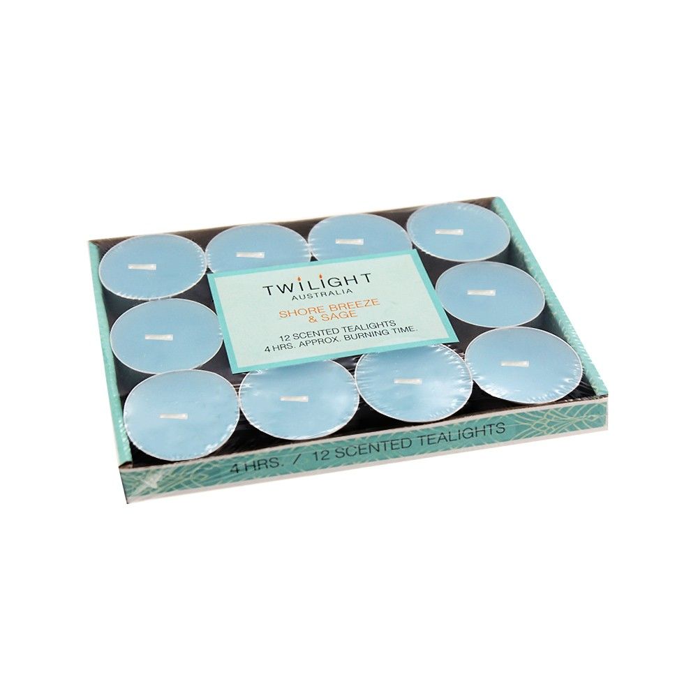 Candle T-lite 4Hrs 12pk Shore Breeze Sage