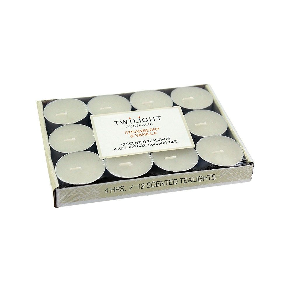 Candle T-lite 4Hrs 12pk Strawberry Vanilla