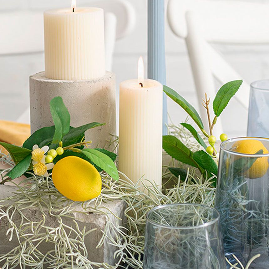 Roman Fluted Pillar Candle Off White