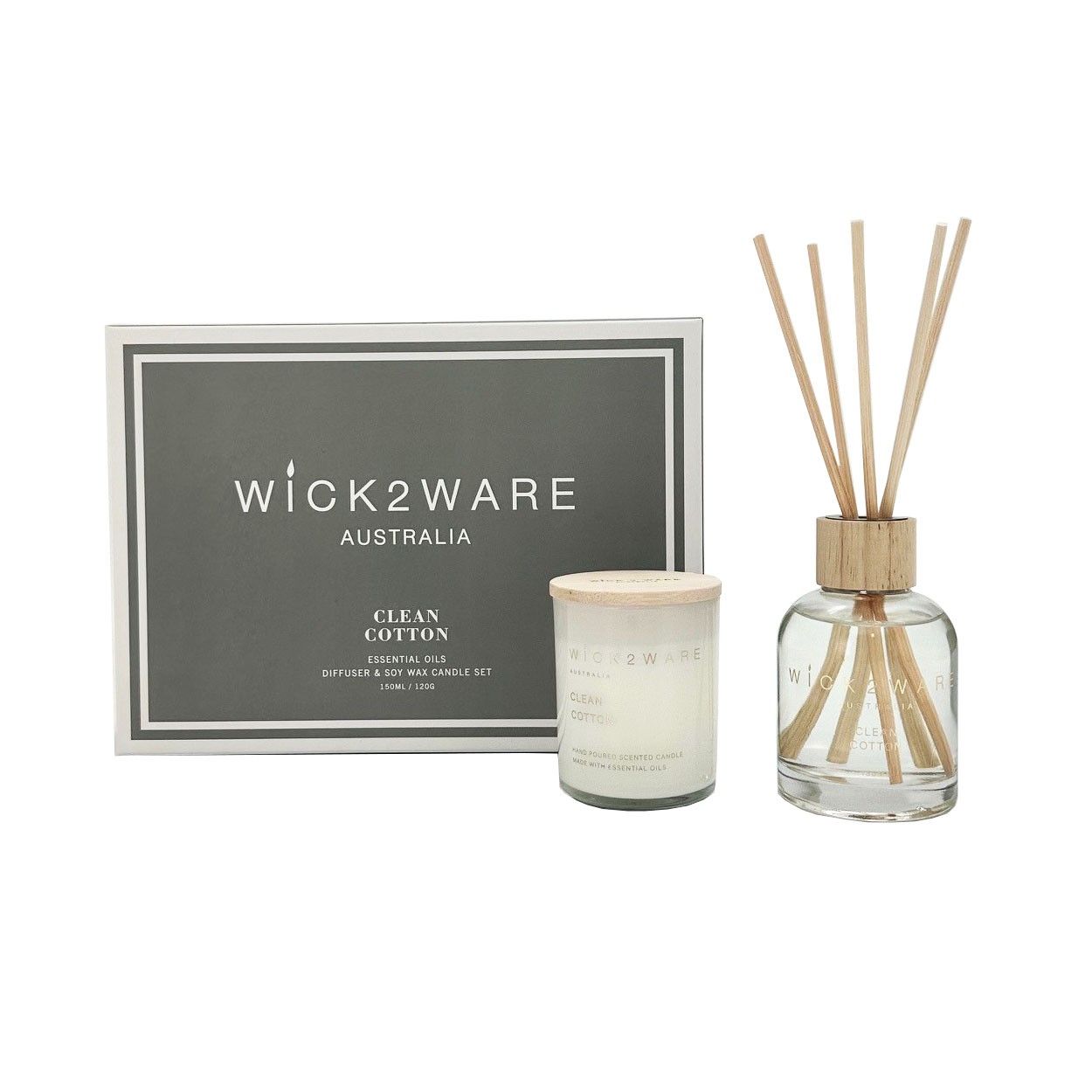 Diffuser 150ml Candle 120g Clean Cotton