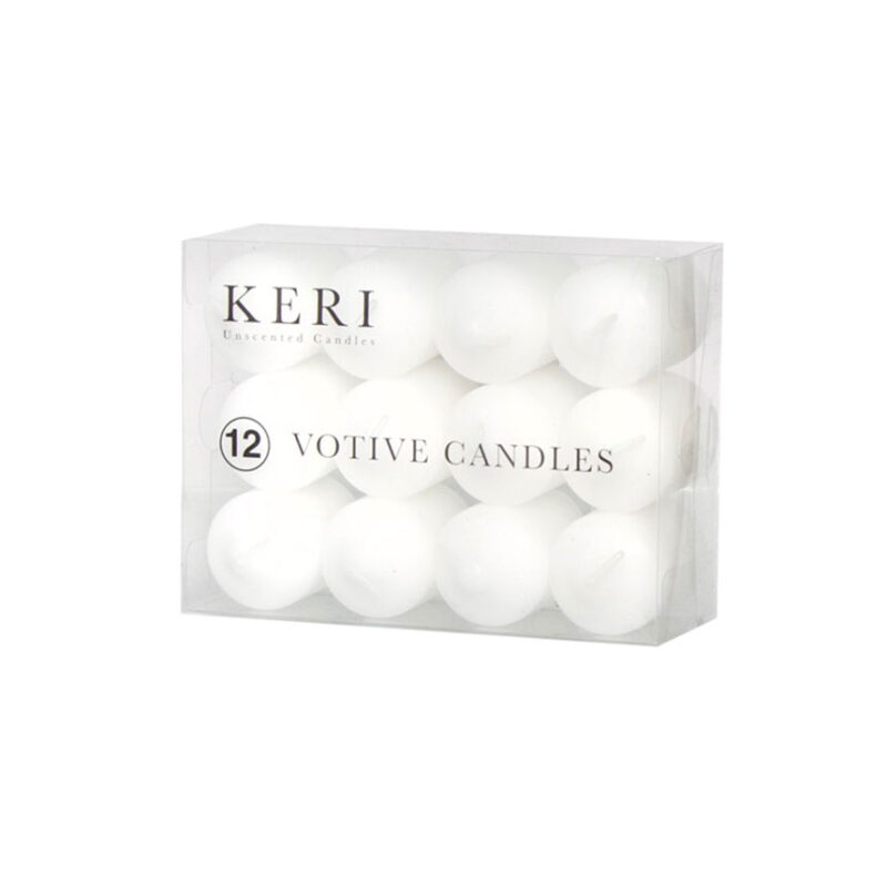Votive Event Candle 12 Hour Bulk Pack 12 White (3.7x5.5cm)