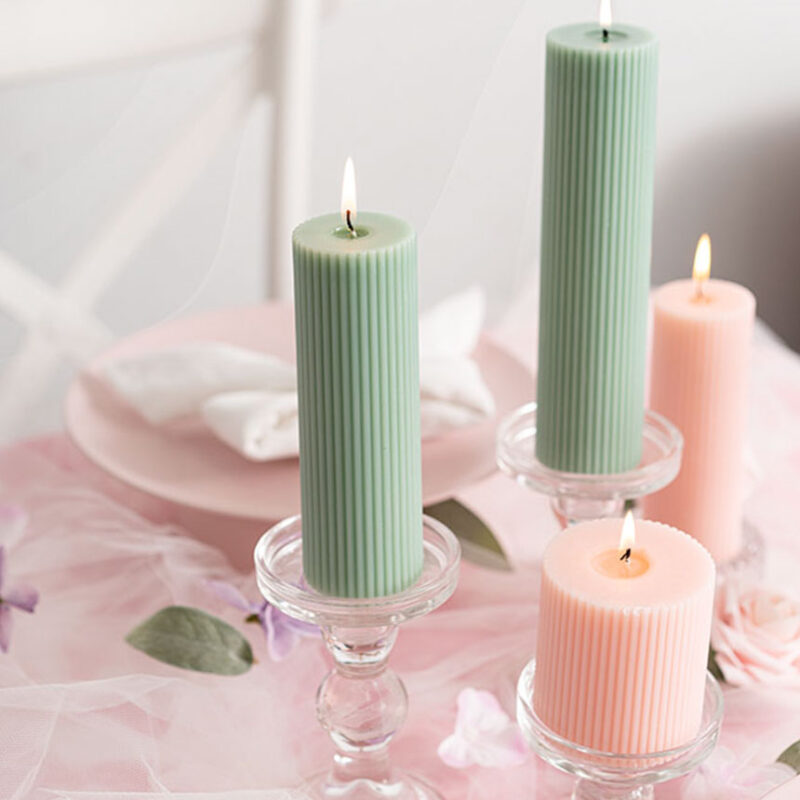Roman Fluted Pillar Candle Pale Sage