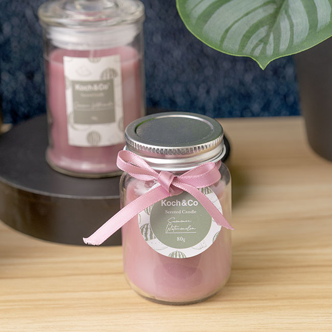 Scented Mason Jar Candle Pink Summer Watermelon 80g