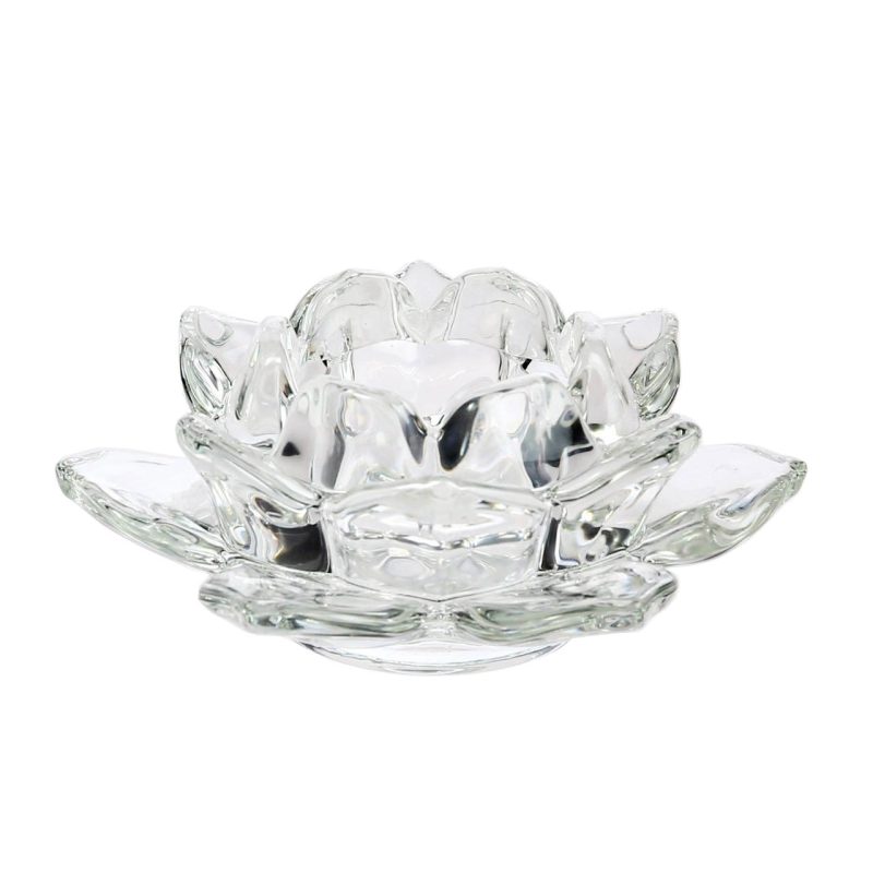 Glass Candle Holder Lotus 12x5.7cm