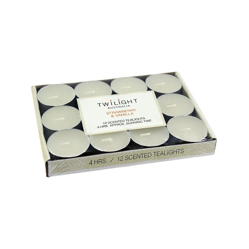 Candle T-lite 4Hrs 12pk Strawberry Vanilla