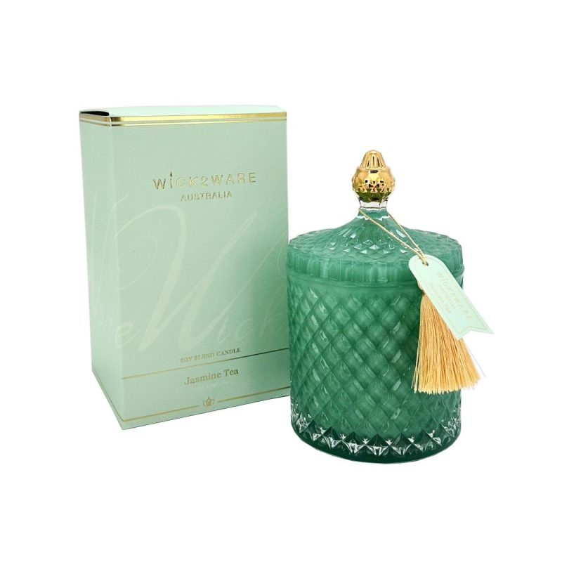 Candle Soy Jar Diamond 450g Jasmine Tea