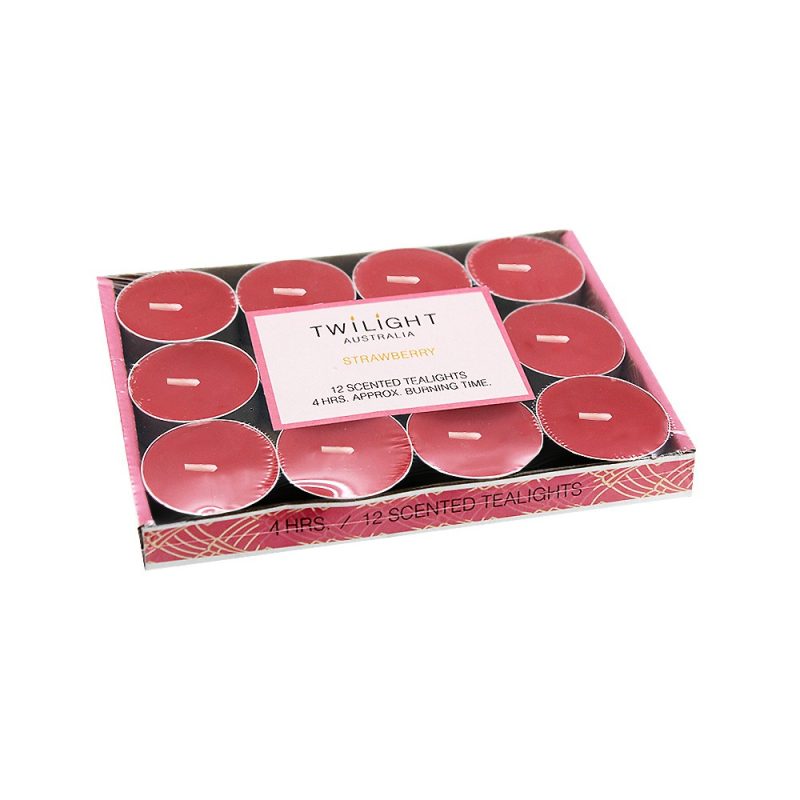 Candle T-lite 4Hrs 12pk Strawberry